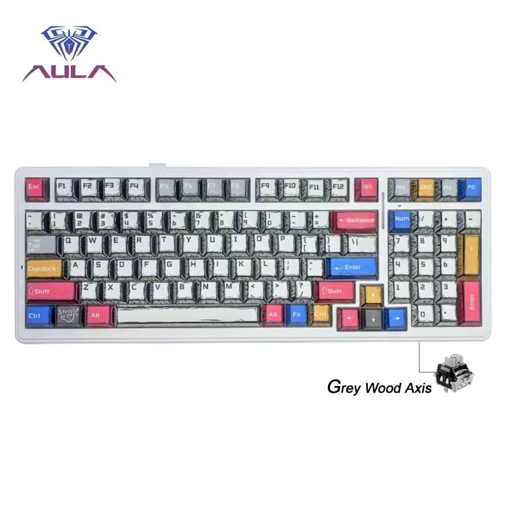 Aula F99 Gaming Mechanisch Toetsenbord Drie Modus 2.4g Draadloos Bluetooth Bedraad Hot Swap PBT Pakking RGB Voor Games Typen 99 Toetsen