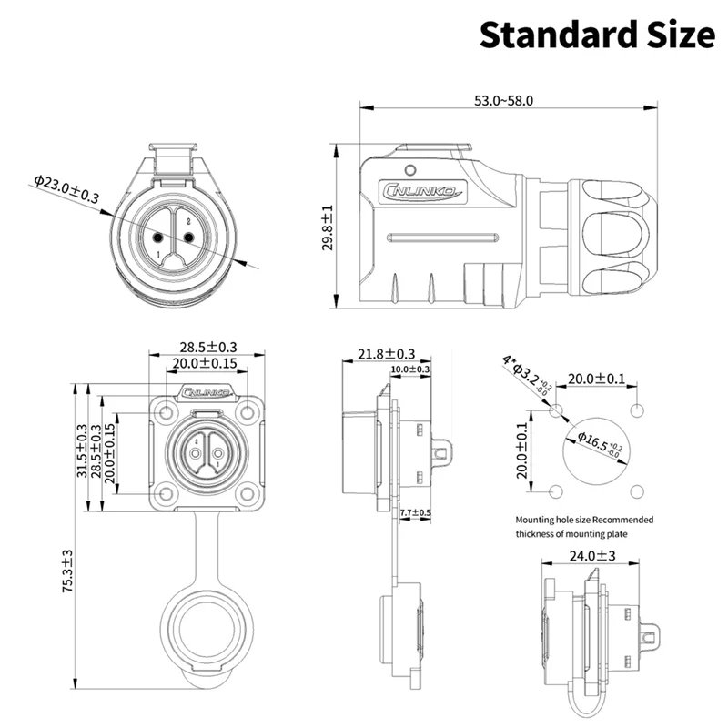 ABJY- 50A 2 دبوس موصل صناعي دائري مقاوم للماء عالي المتانة برغي الأسلاك موصل الكابلات الكهربائية