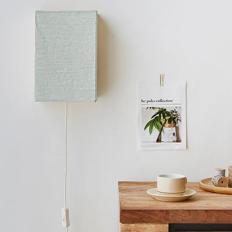 Handmade Paper Wall Lamp Nordic Style Corridor Balcony Aisle Lamp Striped Paper Lamp Modern Wall Lamp Bedside Atmosphere Lamp