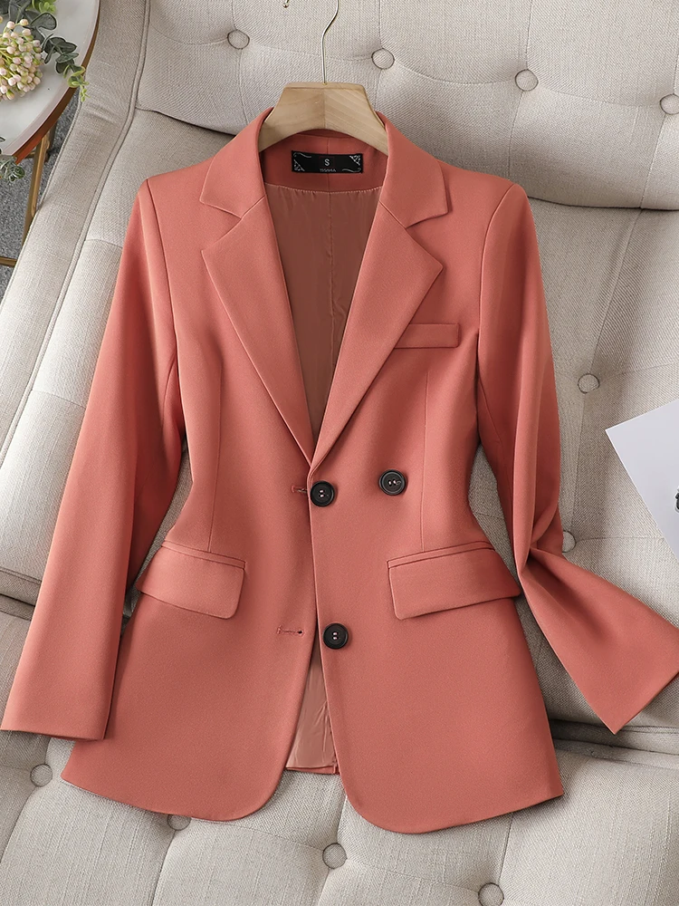 Red Khaki Black Office Ladies Solid Formal Blazer Women Female Business Work Wear Jacket Coat