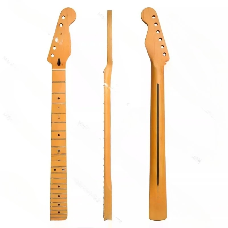 mastil-de-guitarra-electrica-de-22-trastes-amarillo-mate-mango-de-arce-canadiense-linea-media-st-[tubo-de-caoba-almohada-de-hueso-de-ternera]