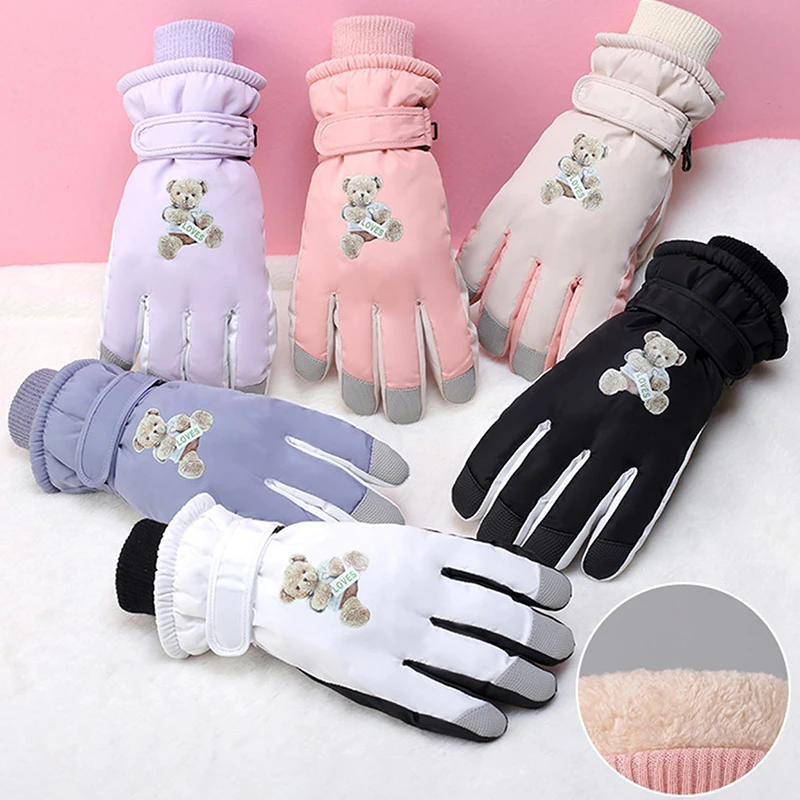 Women's Winter Warm Thicken Skiing Gloves Simplicity Reinforced Windproof Waterproof Outdoor Cycling Gloves