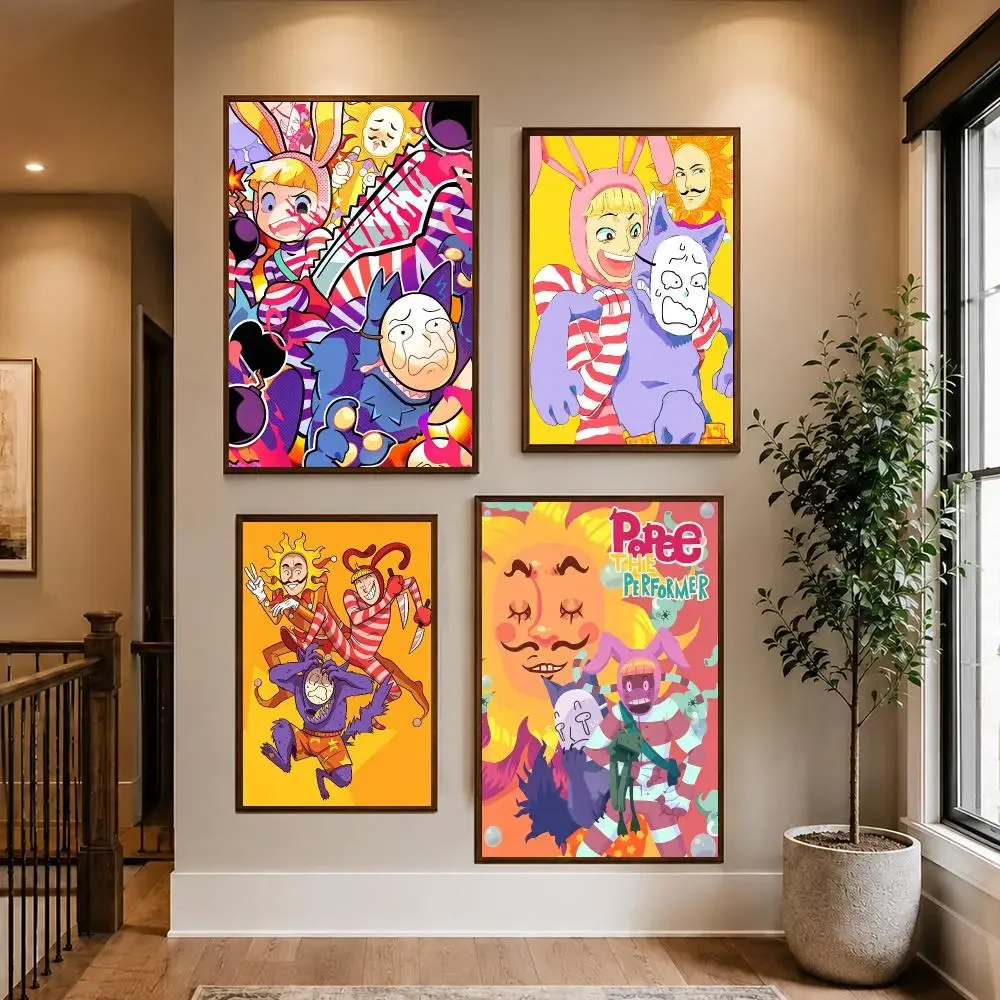 Anime Dark Comedy Popee the Performer HD Waterproof PP Self-Adhesive Removable Wall Art Poster Bedroom Cafe Gym Home Decor Gift
