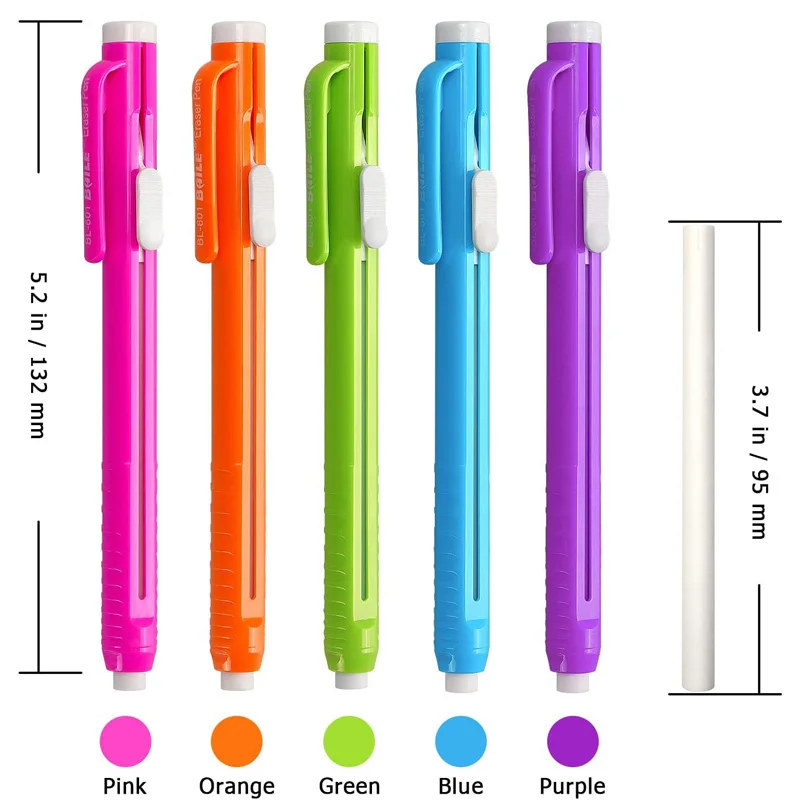 Imagem -02 - Borracha Kawaii Automática com Suporte Plástico Núcleo de Borracha Substituível Arte Desenho e Escrita Correção de Erros Suprimentos Pcs