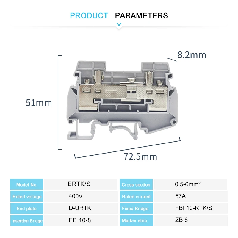 10Pcs URTK/S ERTK/S Simple Test Disconnect Terminal Block Universal Screw Connection Wire Electrical Connector Din Rail Terminal