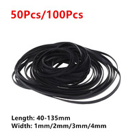 50/100Pcs 1/2/3/4mm Width Universal Mix Cassette Tape Machine Belts Assorted Flat Rubber Belt For CD DVD Recorders Walkman