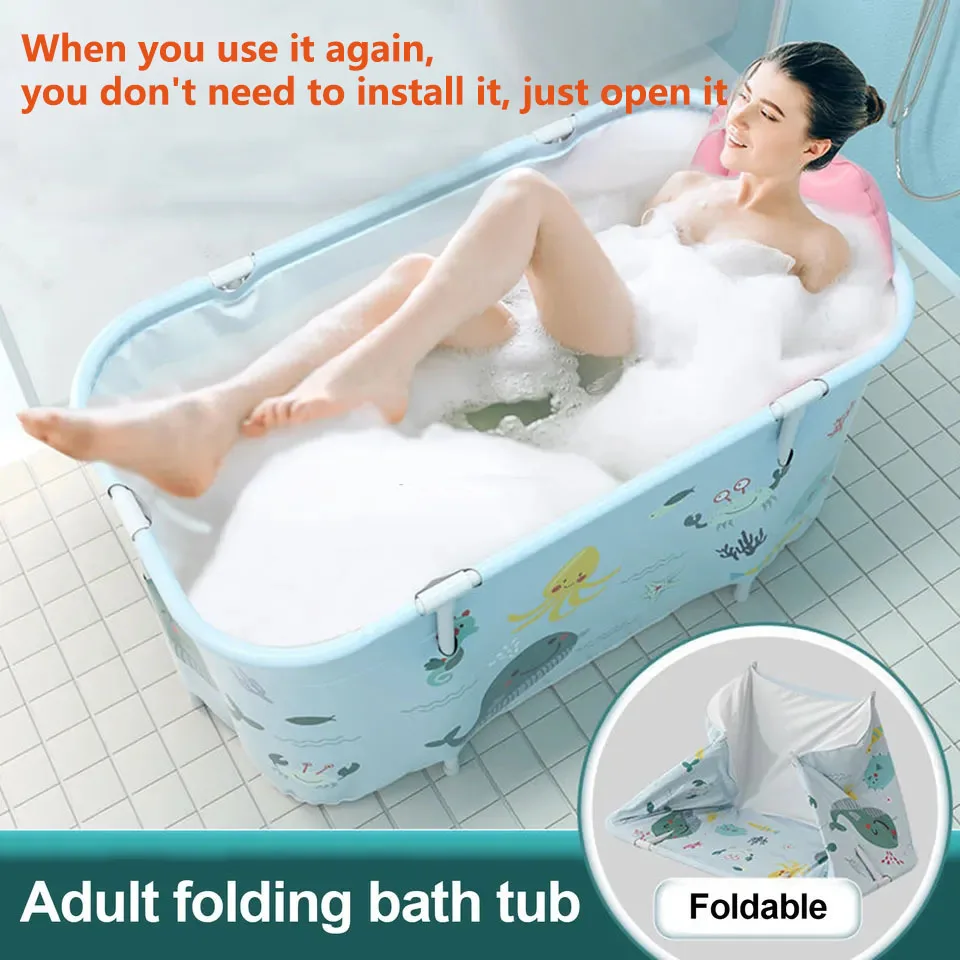 Portable Folding Bathtub for Adults and Children, Swimming Pool, Large Plastic Bath Bucket, Insulation Bathing Tub