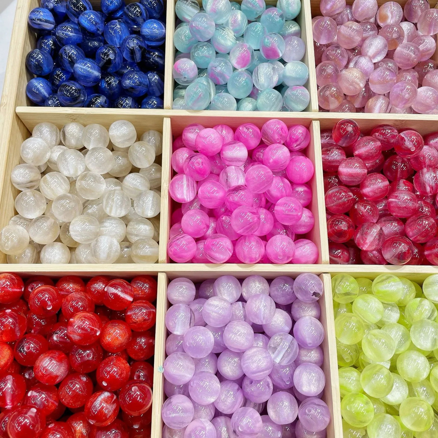 

2026 Newest 100pcs/lot 16mm color pattern print Luminous effect rounds shape resin beads diy jewelry garment hair accessory