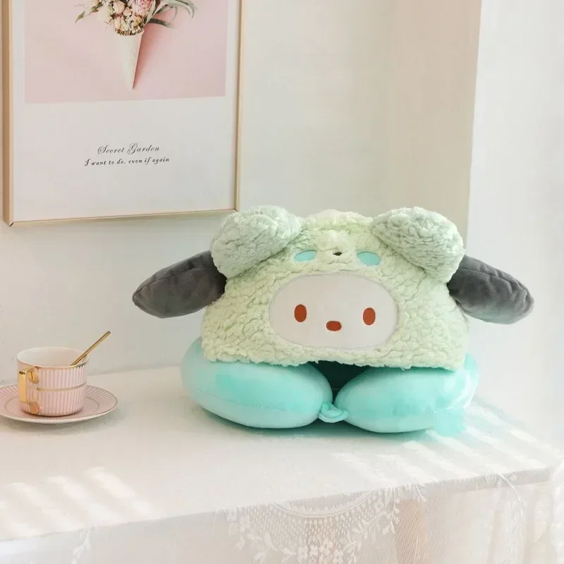 Cinnamoroll minha melodia anime kawaii moda ins pescoço travesseiro bonito dos desenhos animados pochacco viagem com capuz escritório nap travesseiro presentes para crianças