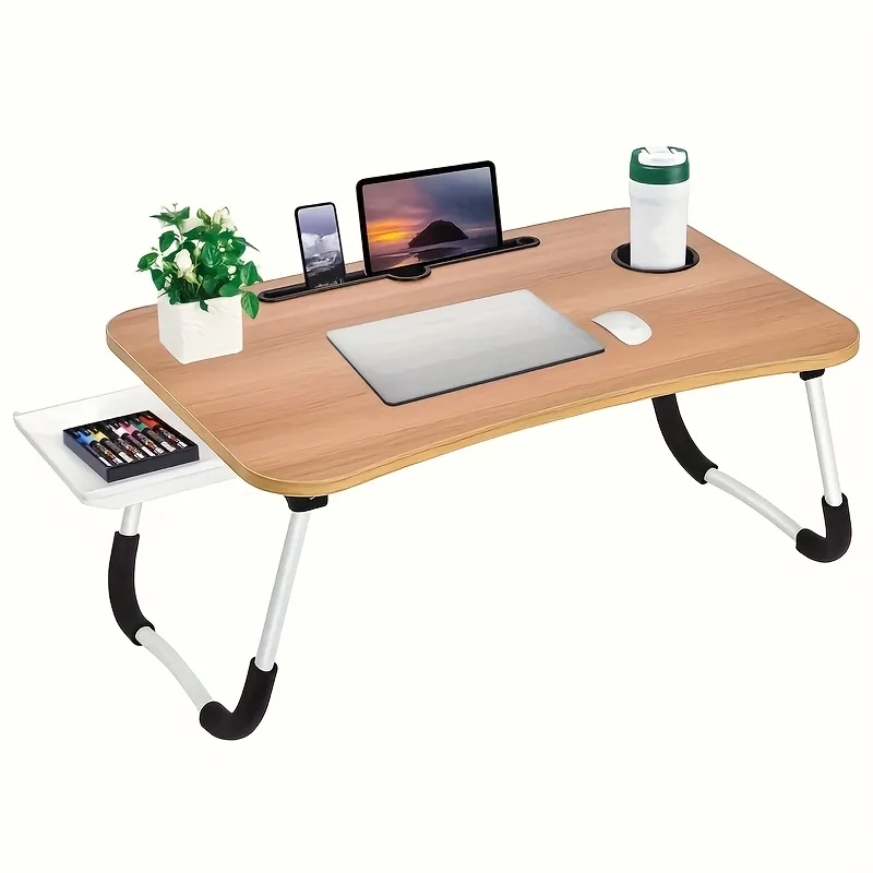 Extra Large Portable Laptop Desk with Cup Holder and Drawer Multi-Functional Tray Stand Suitable for Bed Sofa Floor