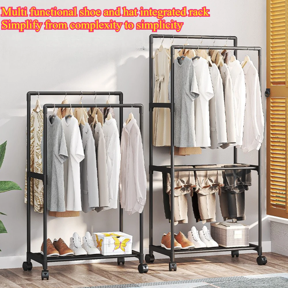 Dual Pole Clothes Hanger Multifunctional Vertical Storage Rack Household Clothes Hanger Bedroom Large Capacity Clothes Hanger