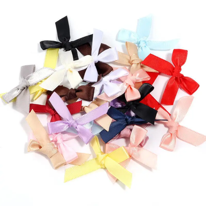 50 Stück/Lot 3,5x4cm Bunte Schleifen Kleine Größe Polyester-Satinband Schleife Blume DIY Basteldekoration – Detail 3