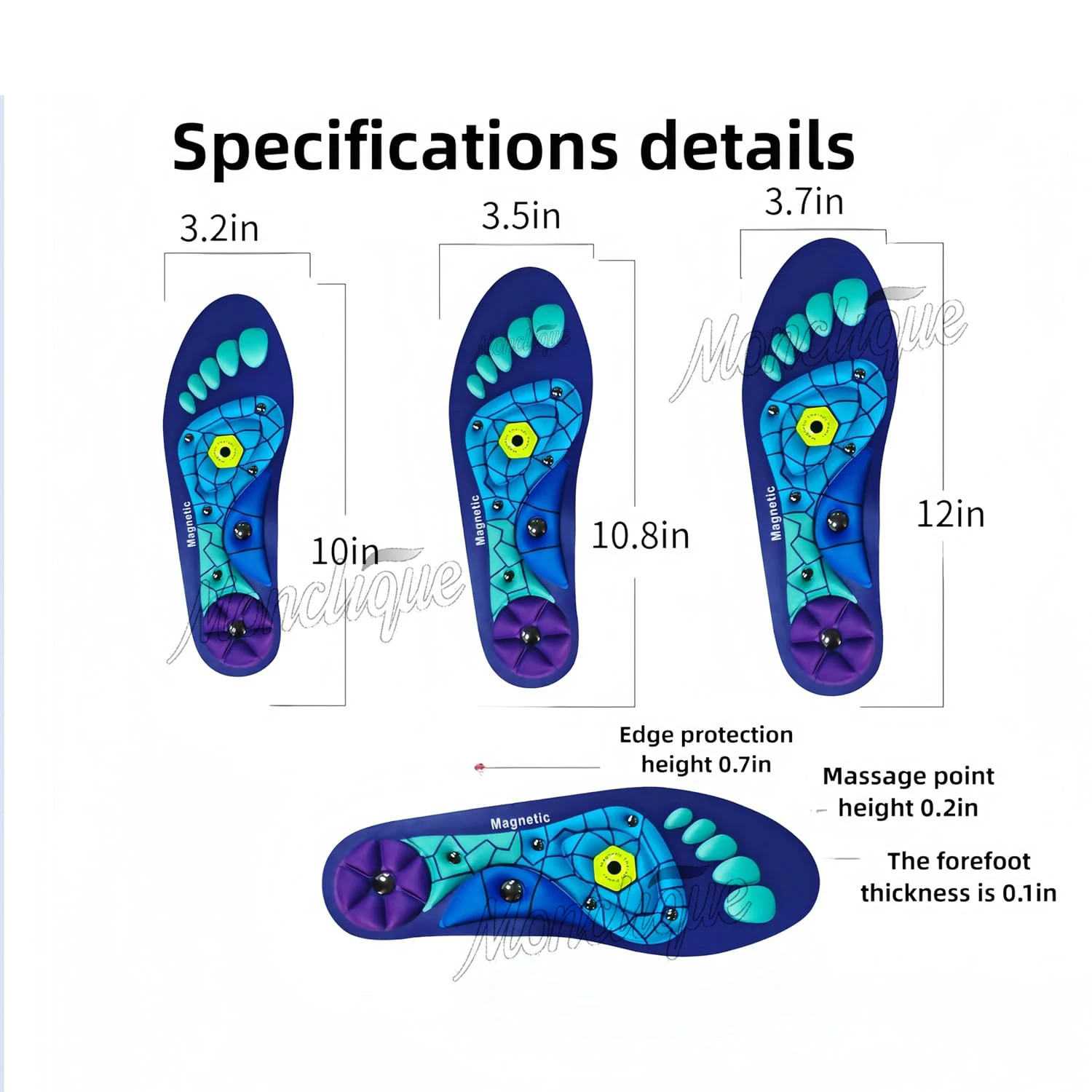 Medical Foot Magnetic Therapy Insoles Weight Loss Acupressure Insole Anti-fatigue Health Care Shoe Pads Sports Shock-absorbing 6