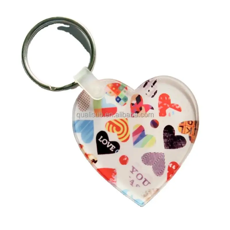 

Free shipping 100pcs 4mm Heart Shape Acrylic Keychain Sublimation blanks keychain