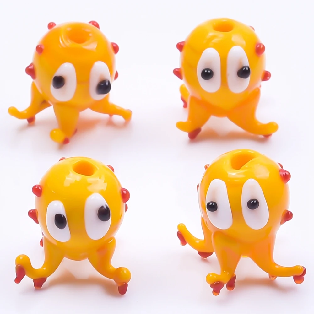 

5pcs Creative Octopus Charm Orange Marine Animals Glass Pendants For Jewelry Making Supplies Cute Accessories DIY Necklace Bulk