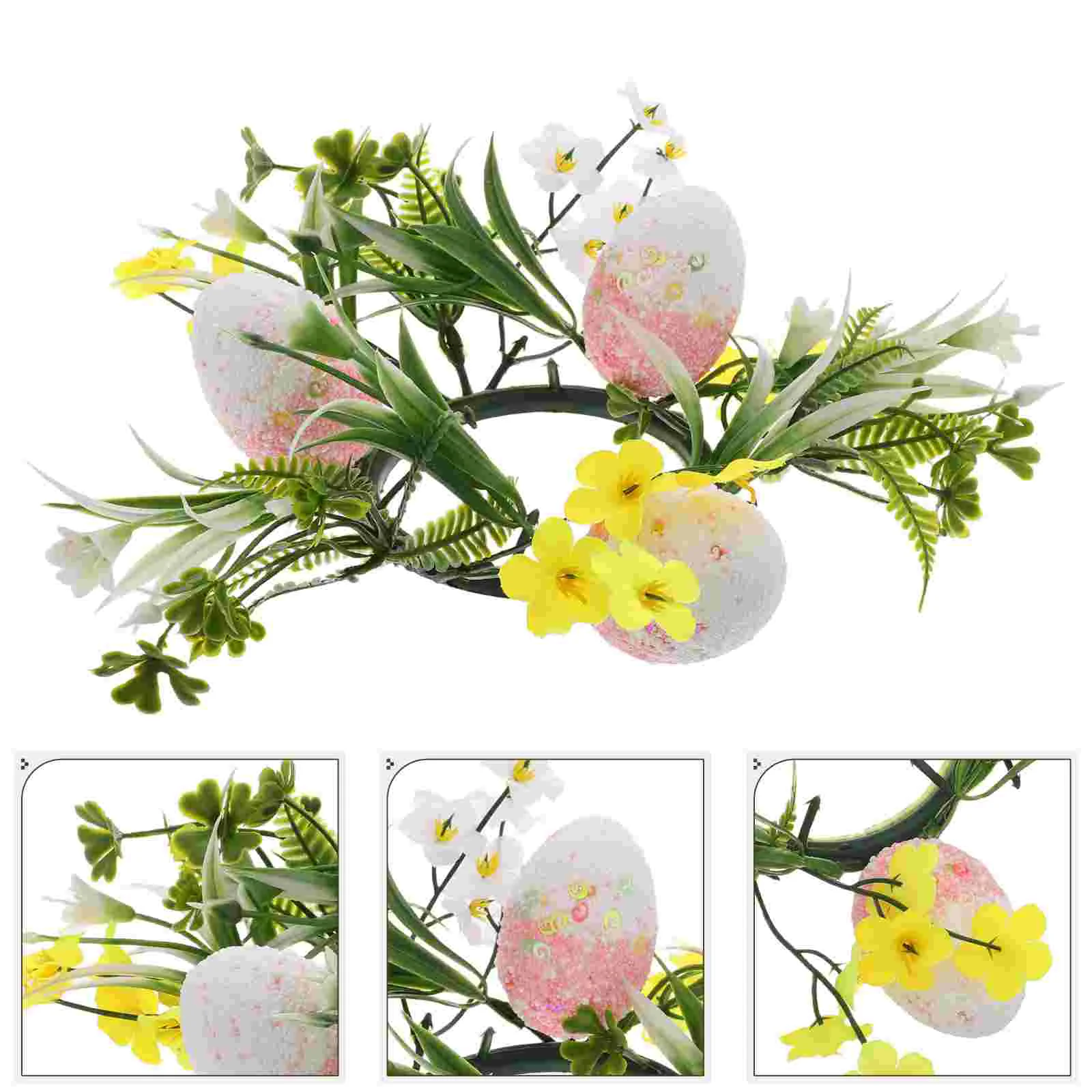 

Decorative Easter Wreath with Simulated Eggs for Table Centerpiece Spring Wreath Decor for Holiday Celebration
