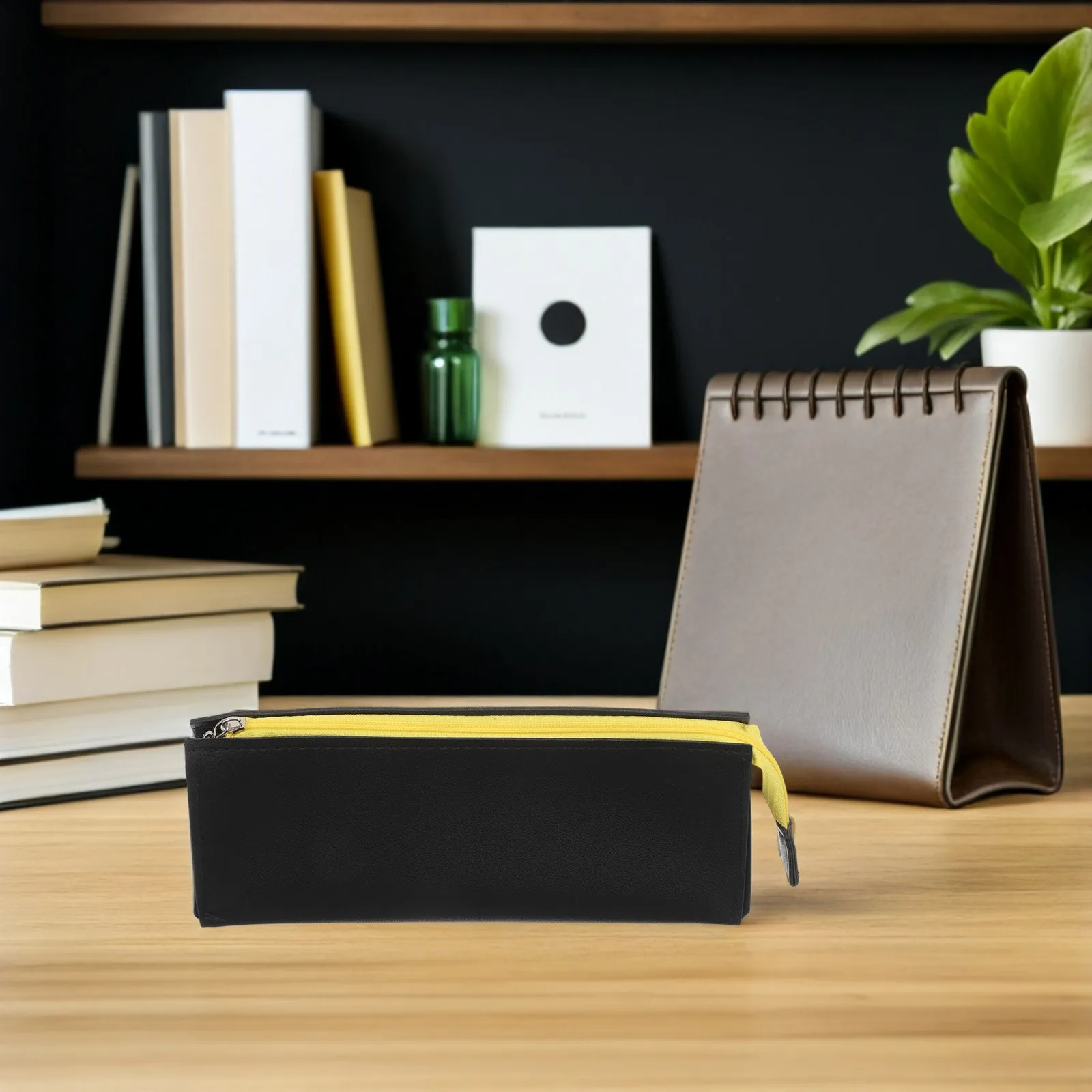 Large Capacity PU Pencil Case Minimalist Pen Holder Zipper Pouch for College Students School Stationery Organizer