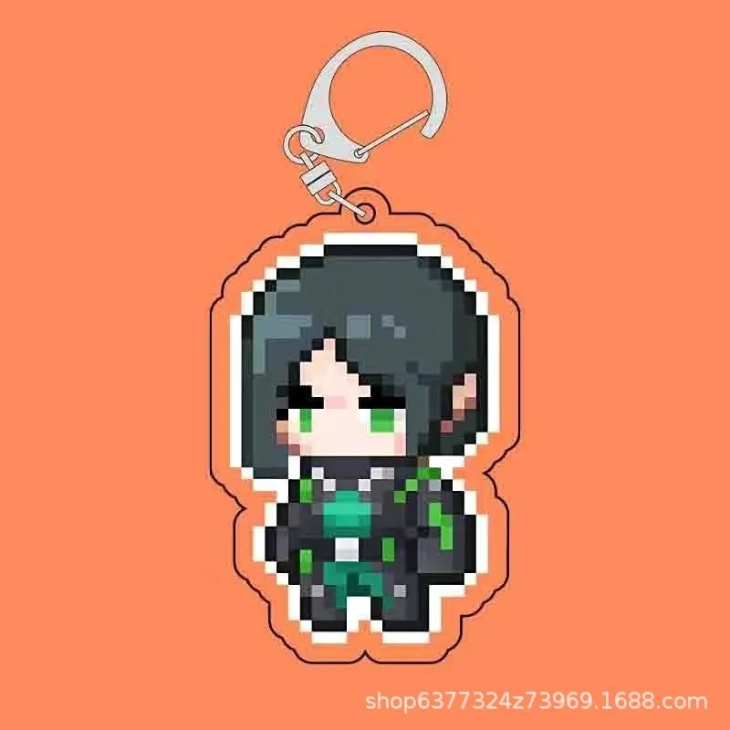 4PCS Hot Game Valorant Series Pixel Style Acrylic Keychain Cartoon Game Role Creativity Fashion Backpack Keychain Birthday Gift view 5