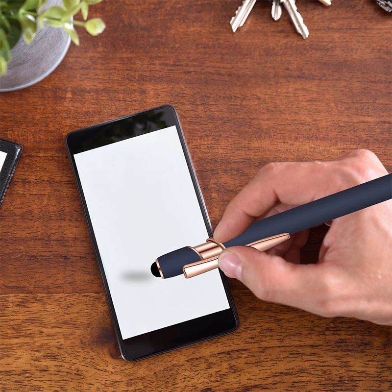 Bolígrafo De Metal 2 en 1, 1-100 piezas, con revestimiento de goma promocional, multifuncional, novedad para regalo