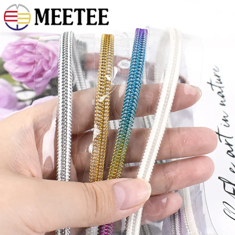 2/5/10Meter 3# 5# Waterproof Nylon Zipper Tape PVC Transparent Decorative Zip Repair Kit Clothes Raincoat Bag Sewing Accessories