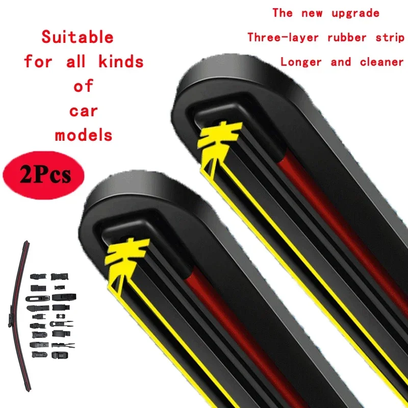 Three Rubber For FIAT Toro Ram 1000 Pick Up 2016-2024 Car Windshield Wiper Blade Front Windscreen Brushes Accessories Window