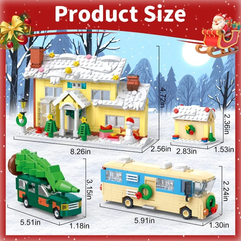 650-teiliges Feiertags-Wohnmobil-Bausatz – Weihnachts-Camper-Van-Modell für Jugendliche und Erwachsene, festliches DIY-Geschenk mit Farbbox