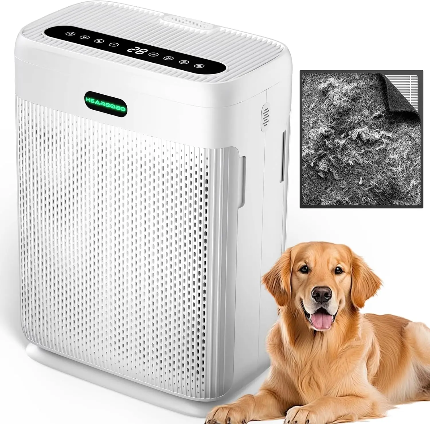 Large Room Air Purifier 3000sq.ft, H13 HEPA Dual Intake, Washable Filter, PM2.5 Sensor, Quiet for Bedroom Pets Smoke Pollen