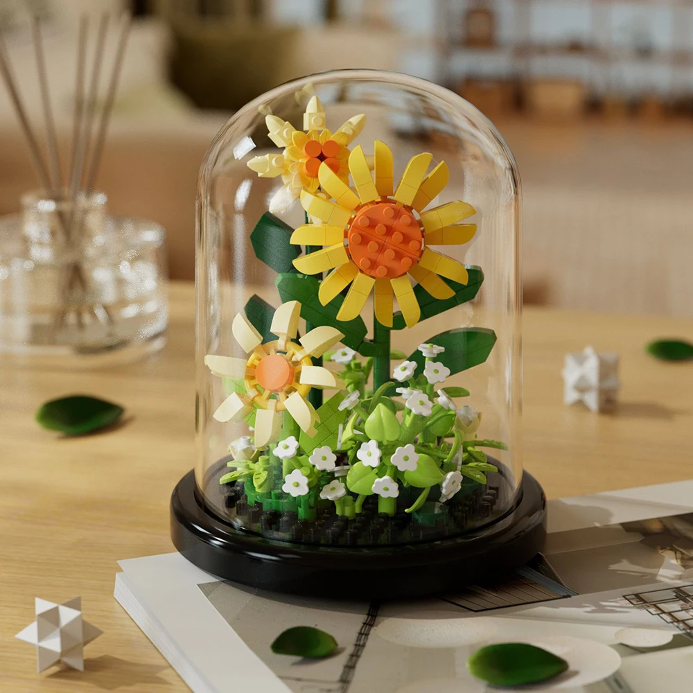 Weihnachten Topf Baustein Simulation Sukkulenten Bouquet Kreative Puzzle Baustein Ewige Blume Hause Dekoration Rose