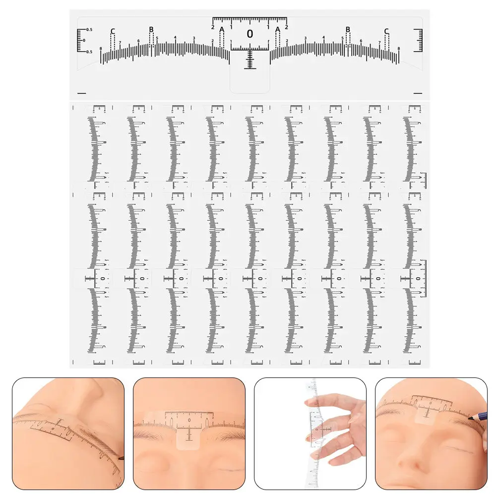 

100Pcs Eyebrow Shaper Disposable Ruler Marker Eyebrow Measuring Tool Professional Makeup Positioning Drawing Tool