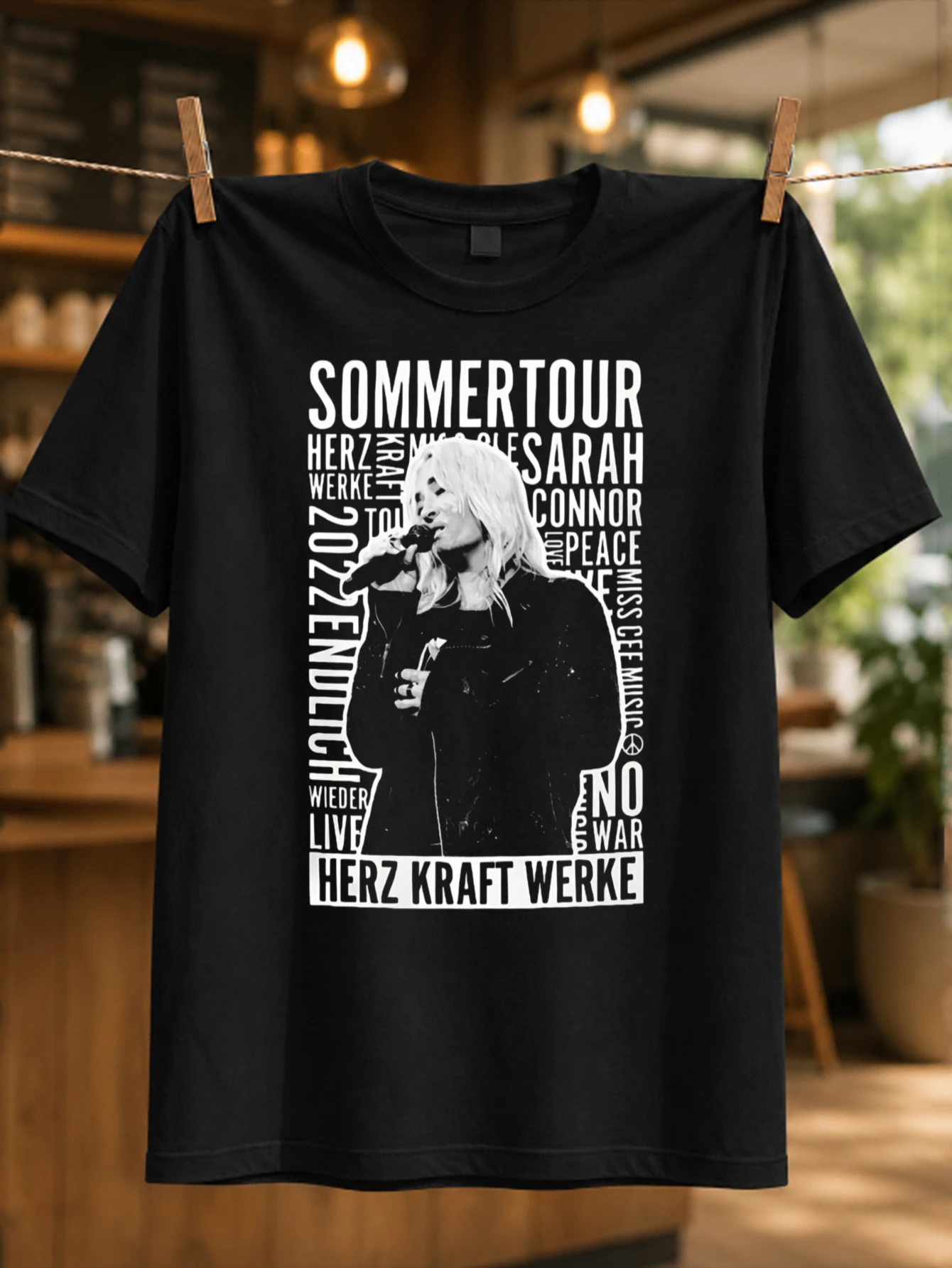 Sarah Connor Summertour dense  keyword typography singing photo cutout and Herz Kraft Werke concert  Unisex All T-Shirt