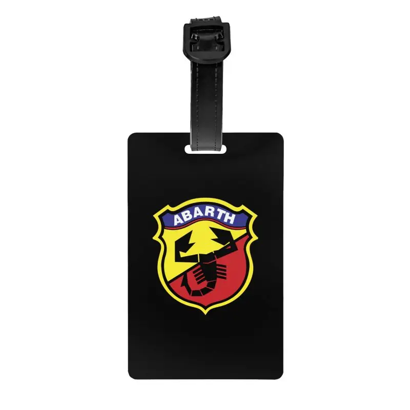 Custom Abarth Logo Print Luggage Tag for Suitcase Portable Privacy Protection Baggage Tag Travel Bag Labels Suitcase with Strap
