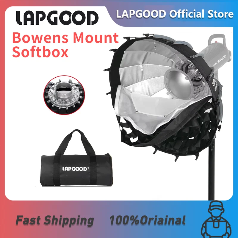 

LAPGOOD EQ60 Софтбокс Блюдо для красоты с сеткой для переноски Двойная мягкая ткань Диффузор с креплением Bowens для вспышки Светодиодный видеосвет