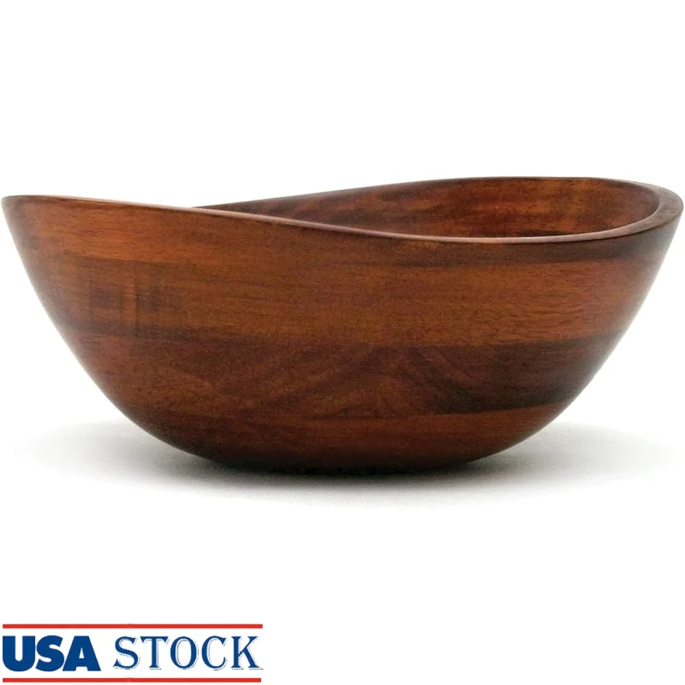 

Cherry Finished Wavy Rim Beechwood Serving Bowl Fruits Salads Durable Hand Wash Only Small 7.5 x 7.25 x 3 Inches