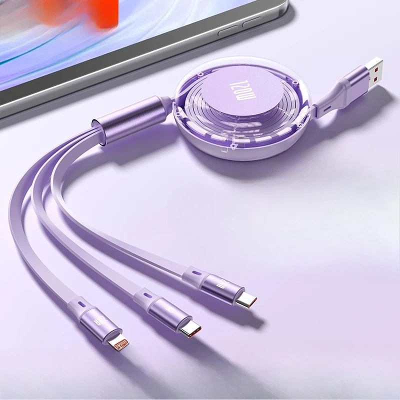

120W telescopic data cable three-in-one