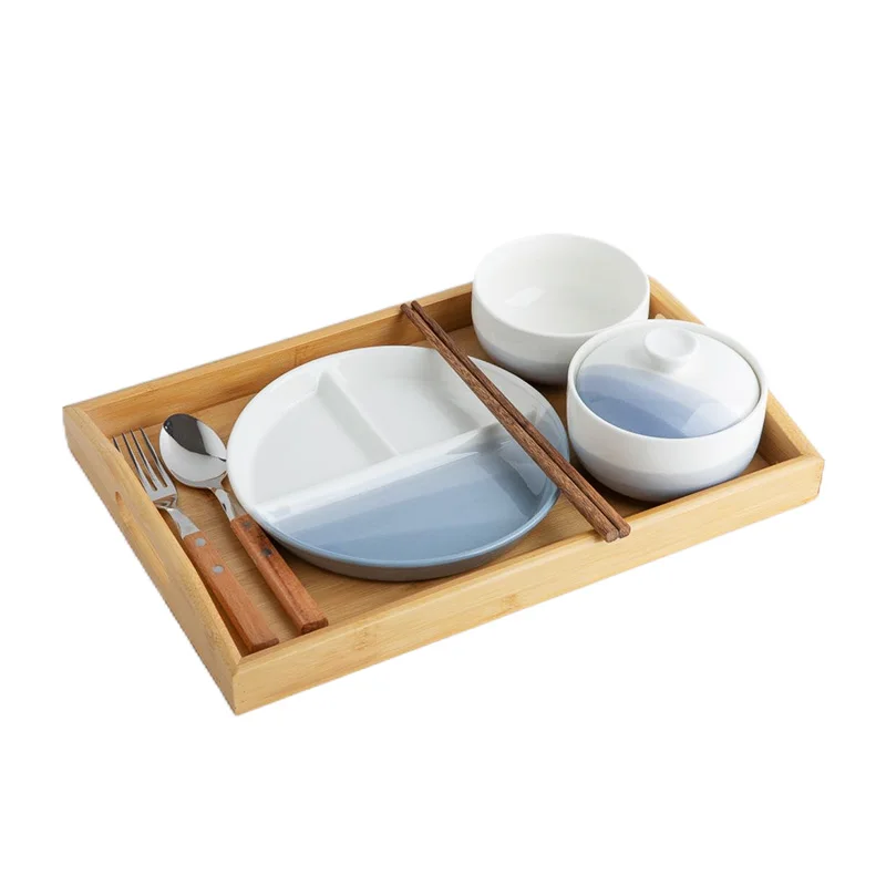 

Japanese-style divided plate Ceramic fat-reducing one-person tableware Breakfast plate set Confinement meal split plate