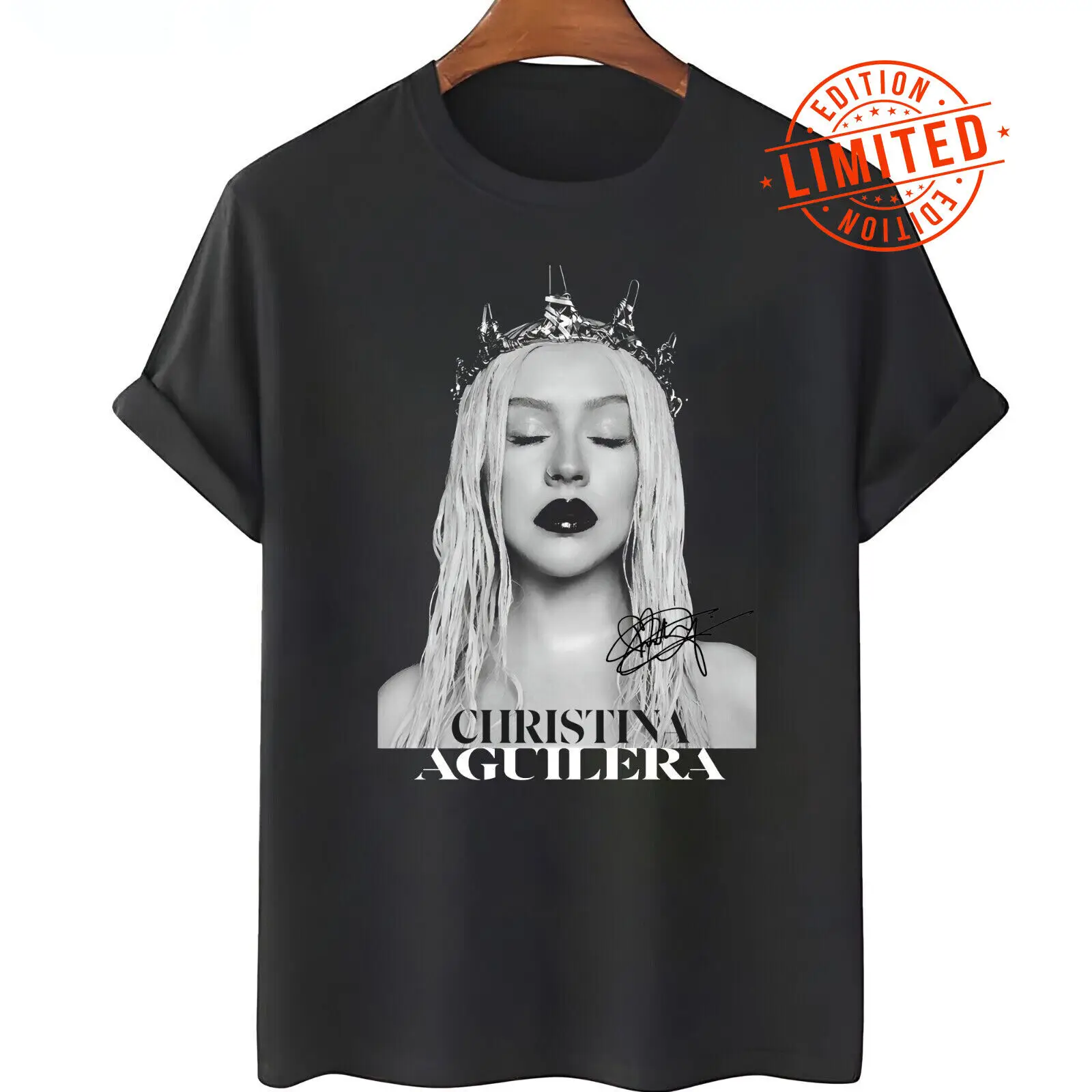 

Rare Christina Aguilera Shirt Short Sleeve Black All Size Tee UT352