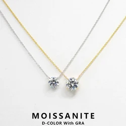 Lnngy 1CT 2CT 3CT Moissanite Pendant Necklace For Women Original 925 Silver Chains Solitaire Drop Necklaces Bridal Fine Jewelry