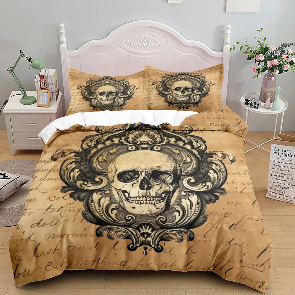 

Allen Poe Skull Poster Duvet Cover Set King Queen Double Full Twin Single Size Bed Linen Set