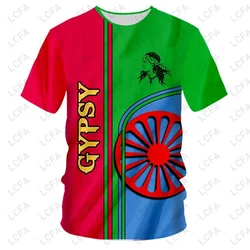 2024 Zomer Hot Sale Heren T-Shirts Romeinse Zigeunervlag 3d Print T-Shirt Met Korte Mouwen Heren Kleding Outdoor Casual Oversized Tops