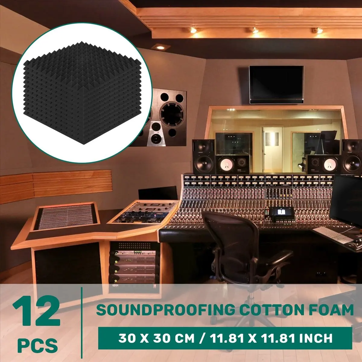12 عبوة من لوحة معالجة الحشو المقاومة للصوت على شكل هرم عازلة للصوت للعزل #5