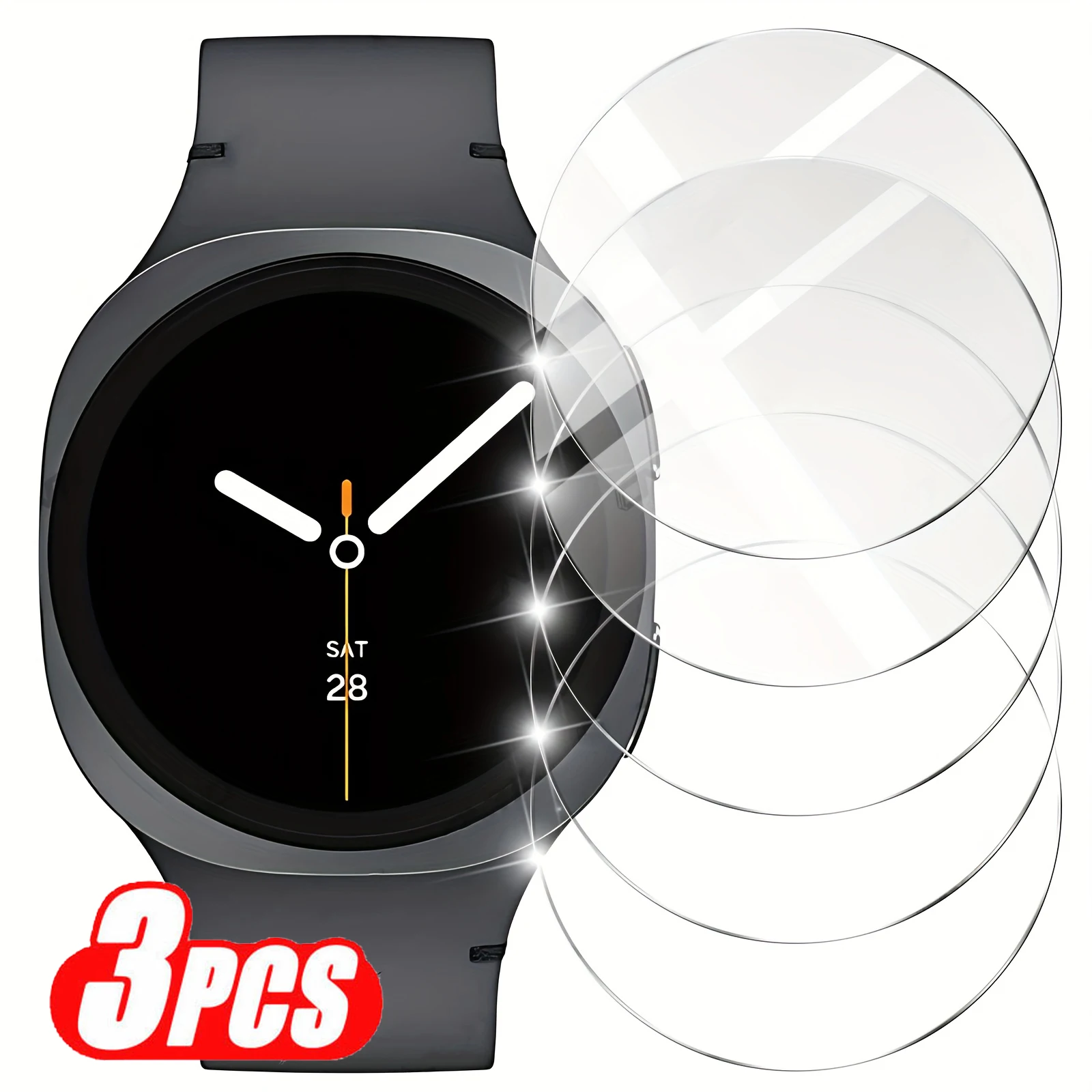 3 Stück gehärtete Glasfolie für Samsung Galaxy Watch Watch6 Watch5 Watch4 40 mm 43 mm 46 mm Displayschutzfolien