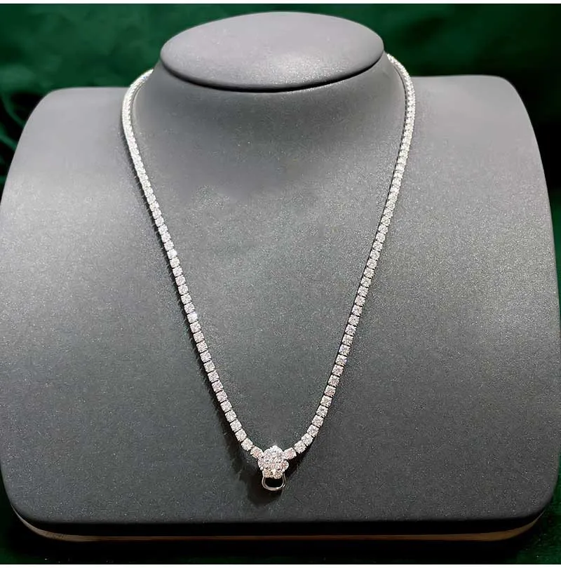 S925 Sterling Silber Halskette Haute Couture Voll-Diamant-Halskette Universalkette Pulloverkette Hochwertige Universalkette – Detail 4