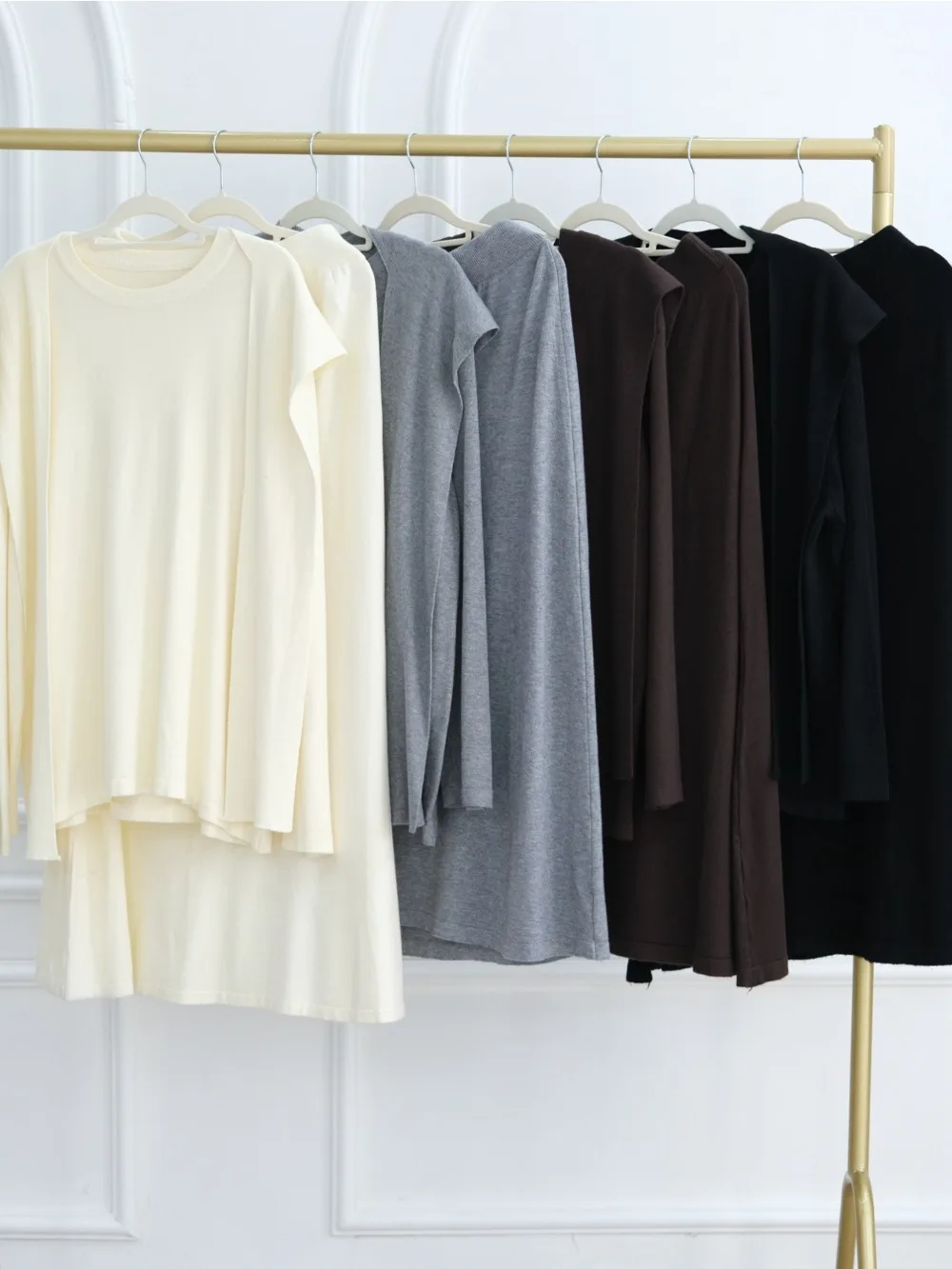Women Thick Knit Sweater Jumpers Knitted Skirt Suit 2 Piece Set Long Skirt Suit Morocco Muslim Winter Ensemble Skirts Outfits