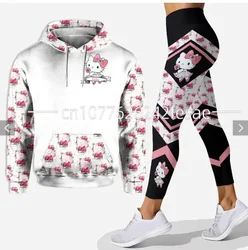 2024 Customized Hello Kitty 3D Hoodie Women's Hoodie Set Yoga Pants Sweatpants Women's  Yoga Hoodie Leggings Fashion Tracksuit