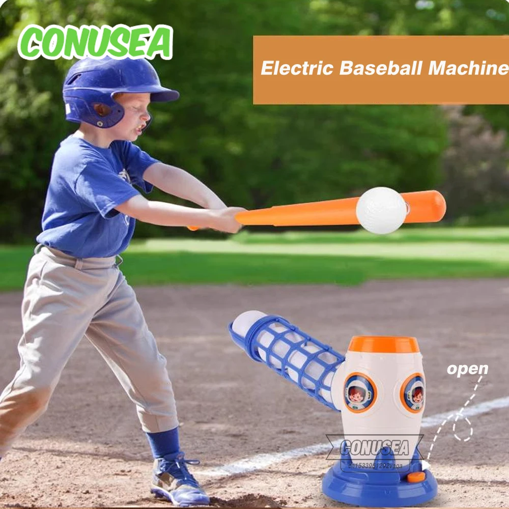 Child Outdoor Games Electric Baseball Pitching Machine Soccer Sports Toys T Ball Set Automatic Pitcher Machines Ball Toy Boys