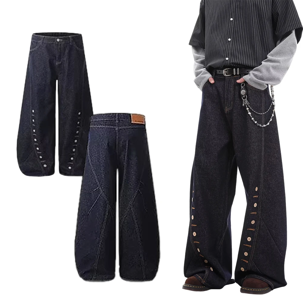 

Джинсовые длинные брюки в стиле Гонконга в стиле ретро со состаренным и белым дизайном, прямой стиль, модные весенне-осенние брюки.