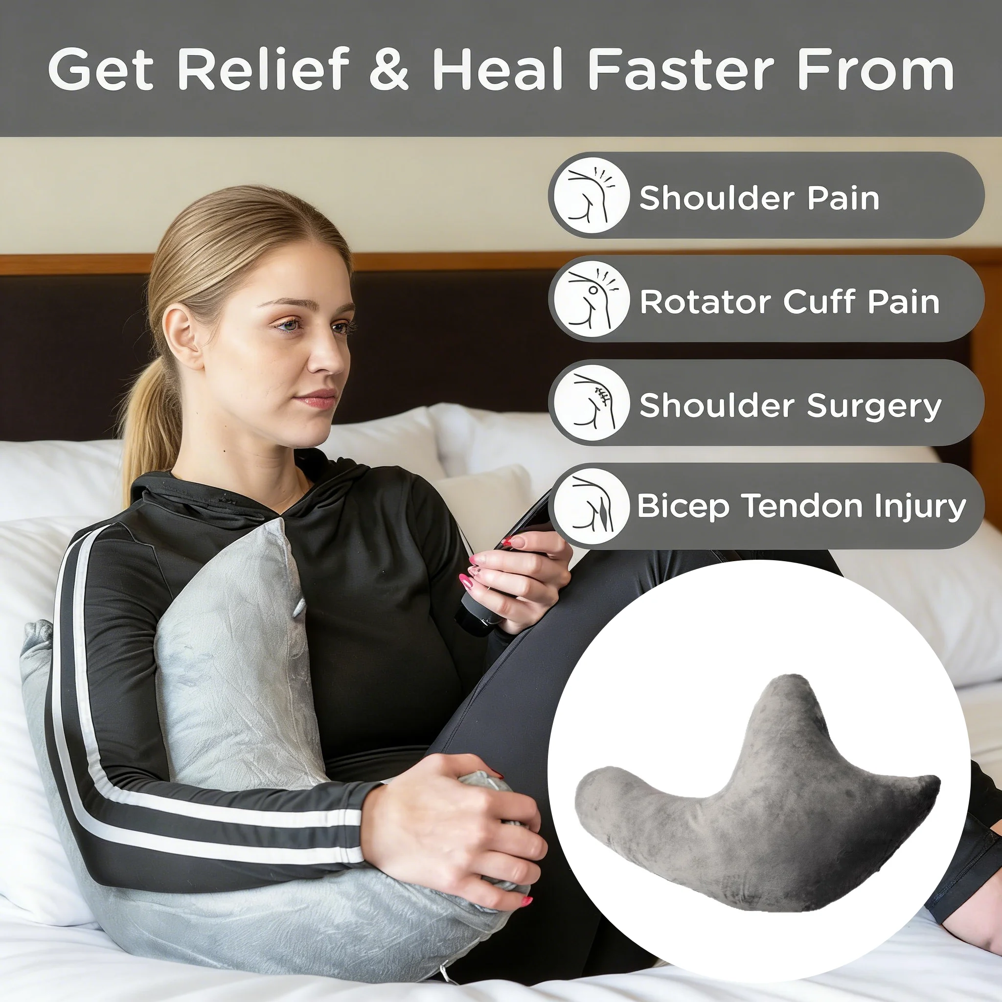 

Shoulder Surgery Recovery Support Pad Side Sleeper Rotator Cuff Pain Relief Cushion Occipital Arm Post-Op Care