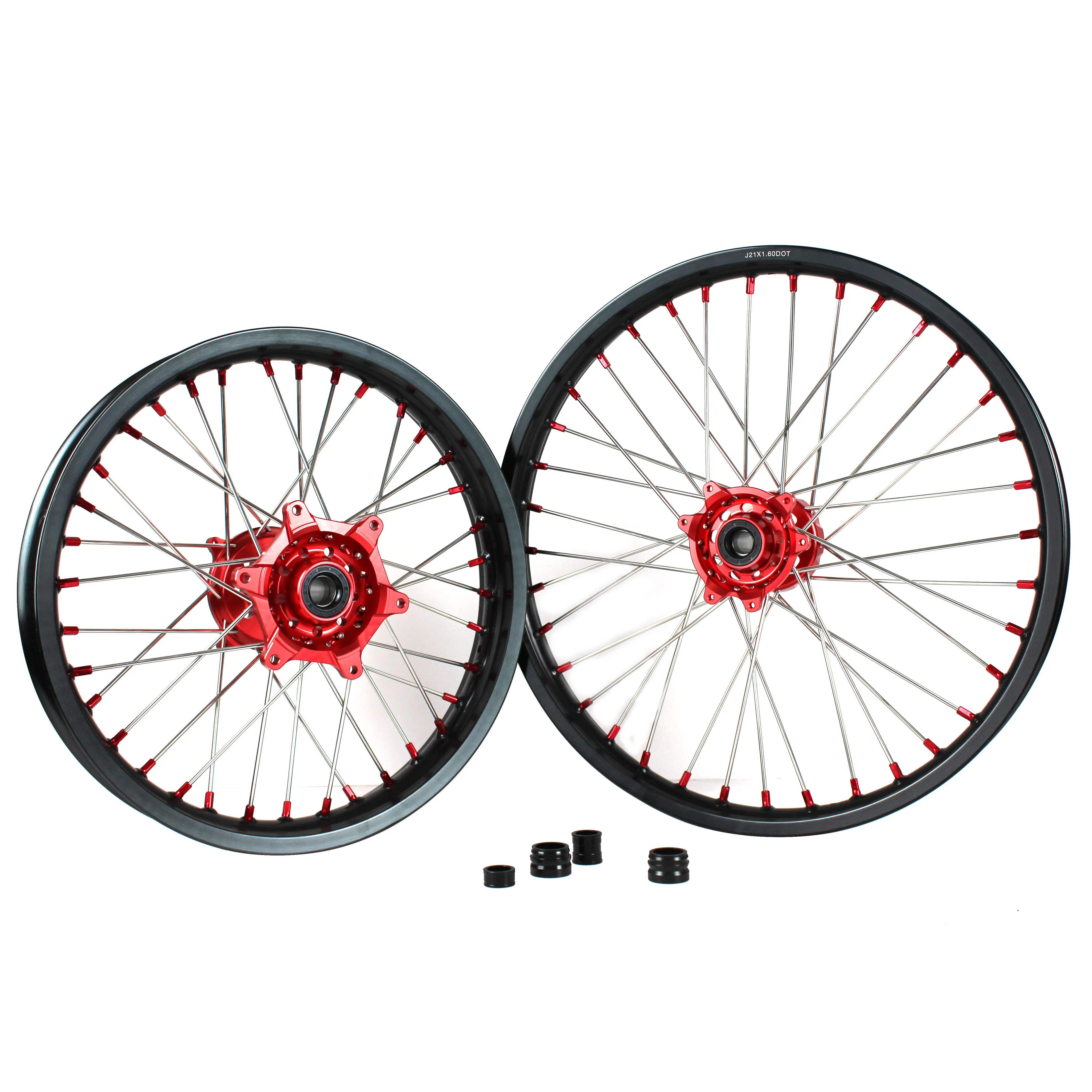 

Motorcycle Dirt Bike MX Enduro Spoked Wheels Rims Set Compatible With 250cc 350cc EXC MXC SXF CNC Machined Hub 2000-2023