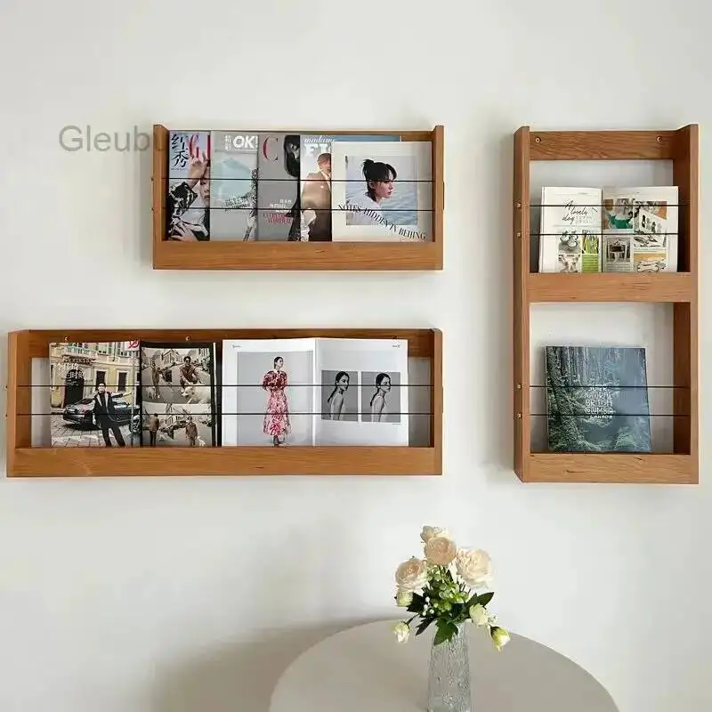 Light Luxury Solid Magazine Retro Wood Simple Vinyl Magazine Record Storage Nice Racks Office Furniture Das Magazin ZY40ZZJ