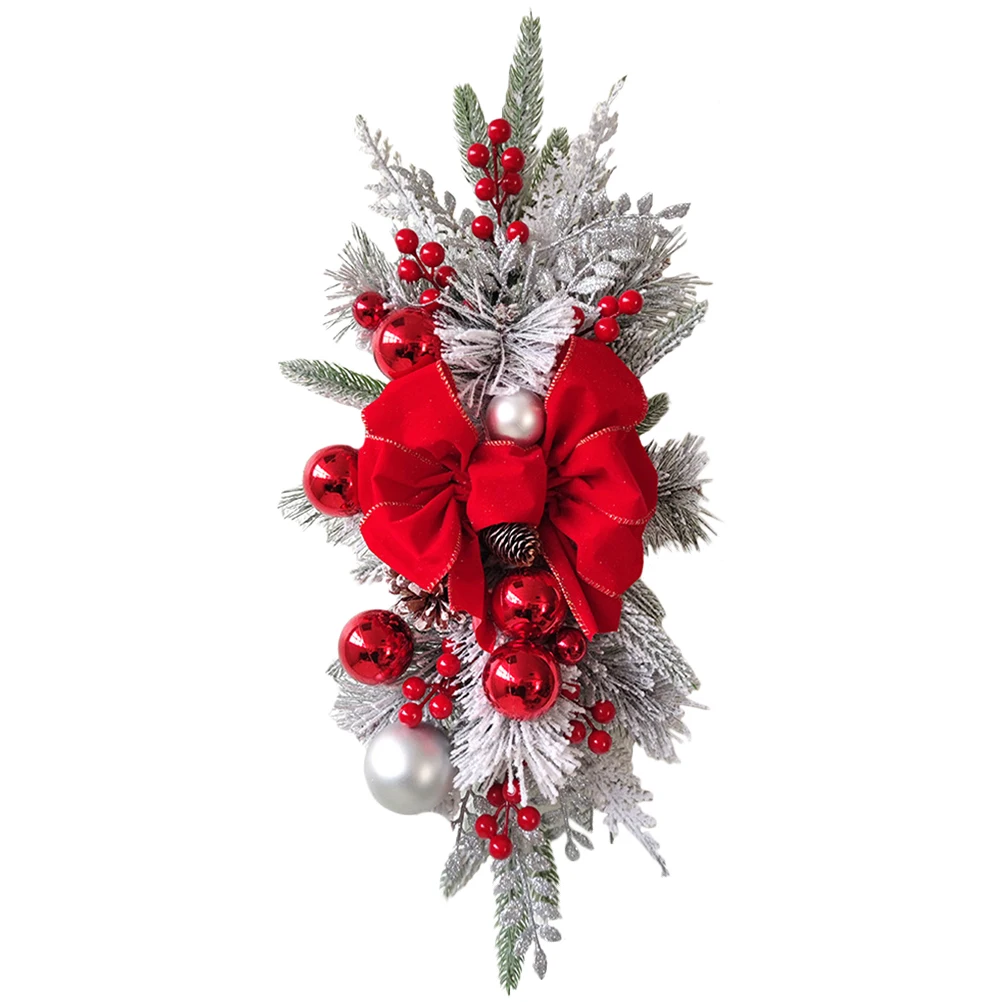 

Christmas Stair Decor Xmas Door Decor Teardrop Railing Swag Hanging Cloth Door Wreath Festive Party